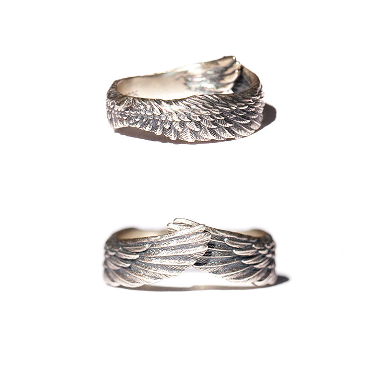 Original Design Angel A Silver plated Copper Couple's Ring for Men and Women