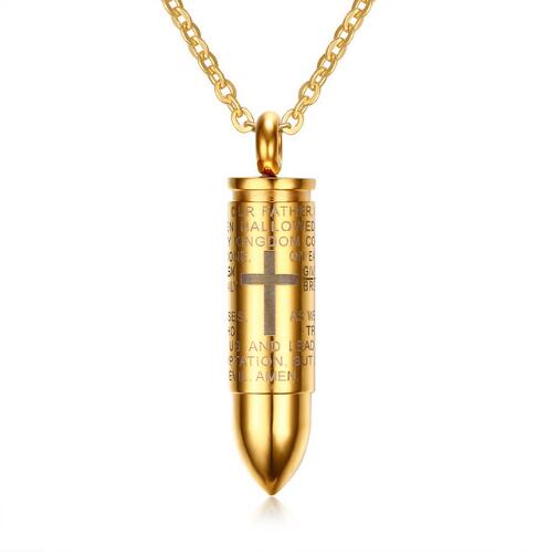 Vnox Bullet Pendant for Men Engraved Cross Lord Bible Prayer Necklace