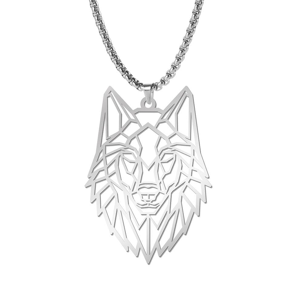 My Shape Wolf Animal Necklace 316L Stainless Steel Forest Animals Men Necklace Hollow Cut Out Pendant Jewelry Gift For Women