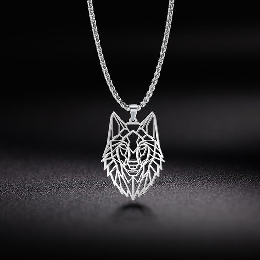 My Shape Wolf Animal Necklace 316L Stainless Steel Forest Animals Men Necklace Hollow Cut Out Pendant Jewelry Gift For Women