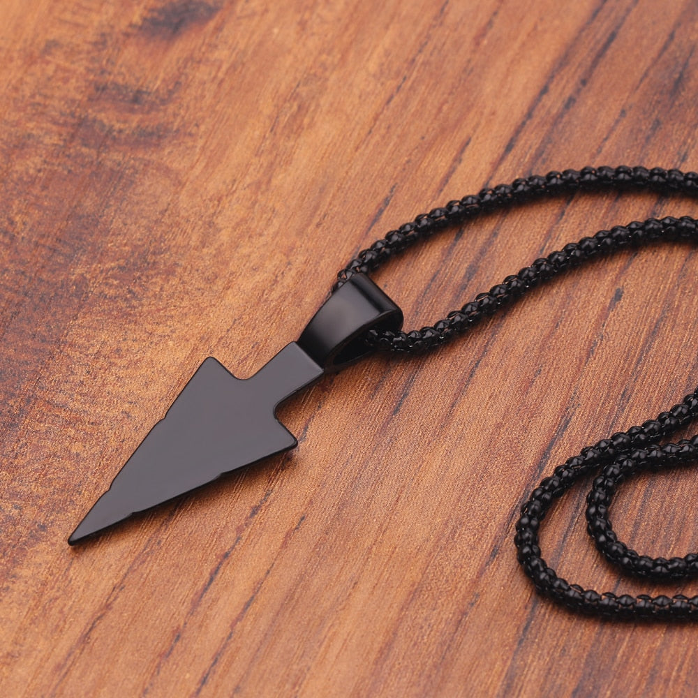 Men's  Design Matte Black Long Necklace with Arrow Pendant Jewelry Chain Hip Hop Punk Rock Christmas Halloween Gift For Men Wome