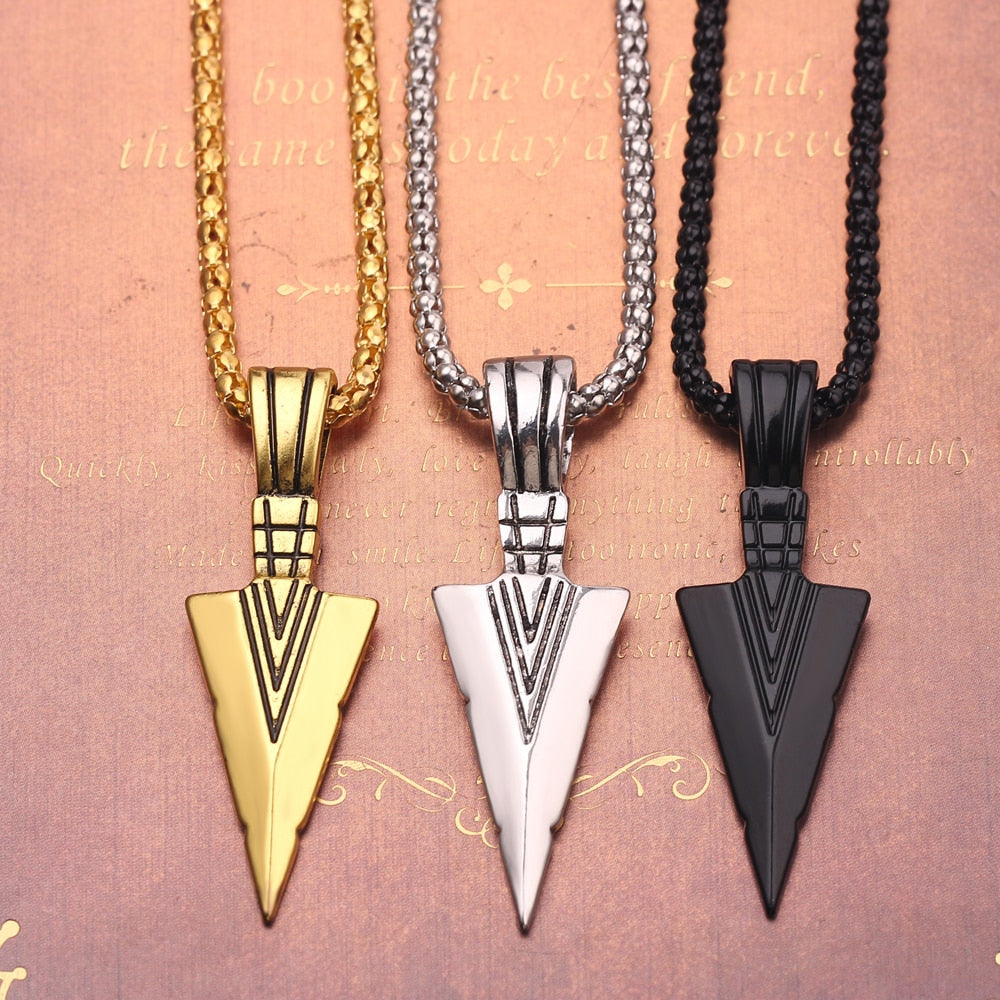 Men's  Design Matte Black Long Necklace with Arrow Pendant Jewelry Chain Hip Hop Punk Rock Christmas Halloween Gift For Men Wome