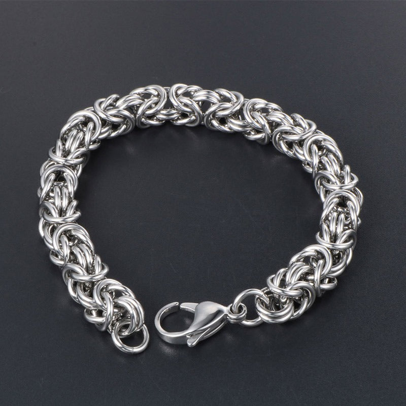 European and American personalized braided men's titanium steel bracelet trendy cool punk handmade chain fashion accessories