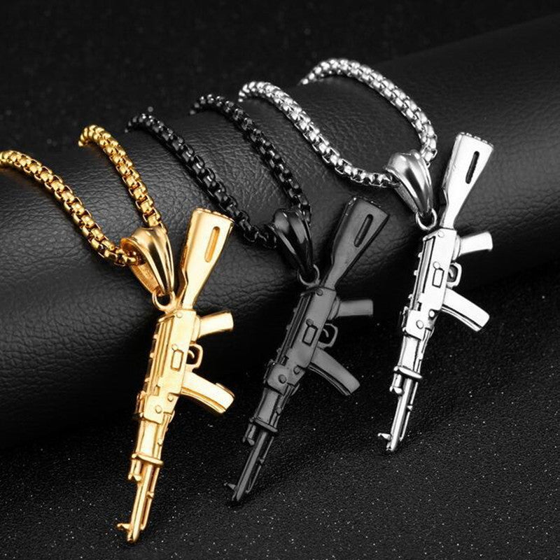 60cm Chain Rifle Machine Submachine Gun Sniper Rifle Pendant Necklace for Men Male Personality Temperament Jewelry