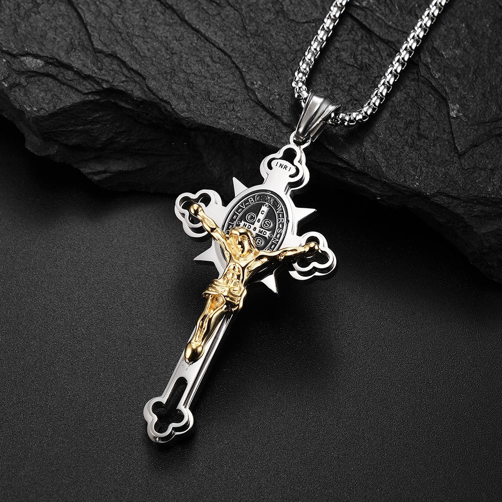 Titanium Steel Cross Necklace Retro Personality Hipster Men And Women Pendant