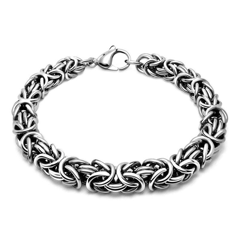 European and American personalized braided men's titanium steel bracelet trendy cool punk handmade chain fashion accessories