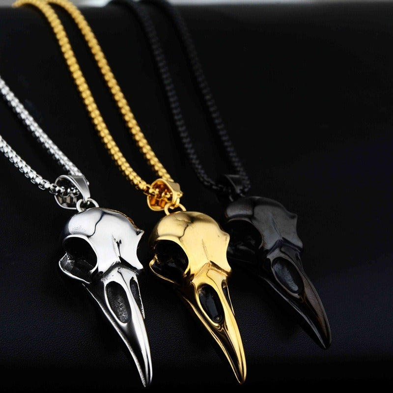 Crow Head Pendant Hip Hop Versatile Titanium Steel Necklace Personalized Couple Jewelry for Men and Women