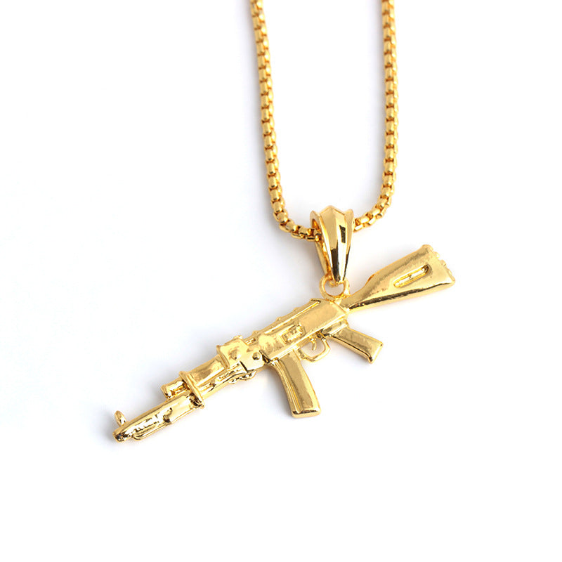 60cm Chain Rifle Machine Submachine Gun Sniper Rifle Pendant Necklace for Men Male Personality Temperament Jewelry