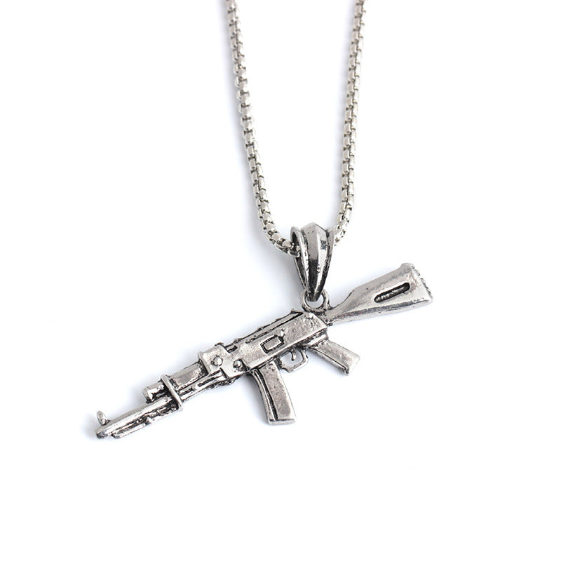 60cm Chain Rifle Machine Submachine Gun Sniper Rifle Pendant Necklace for Men Male Personality Temperament Jewelry