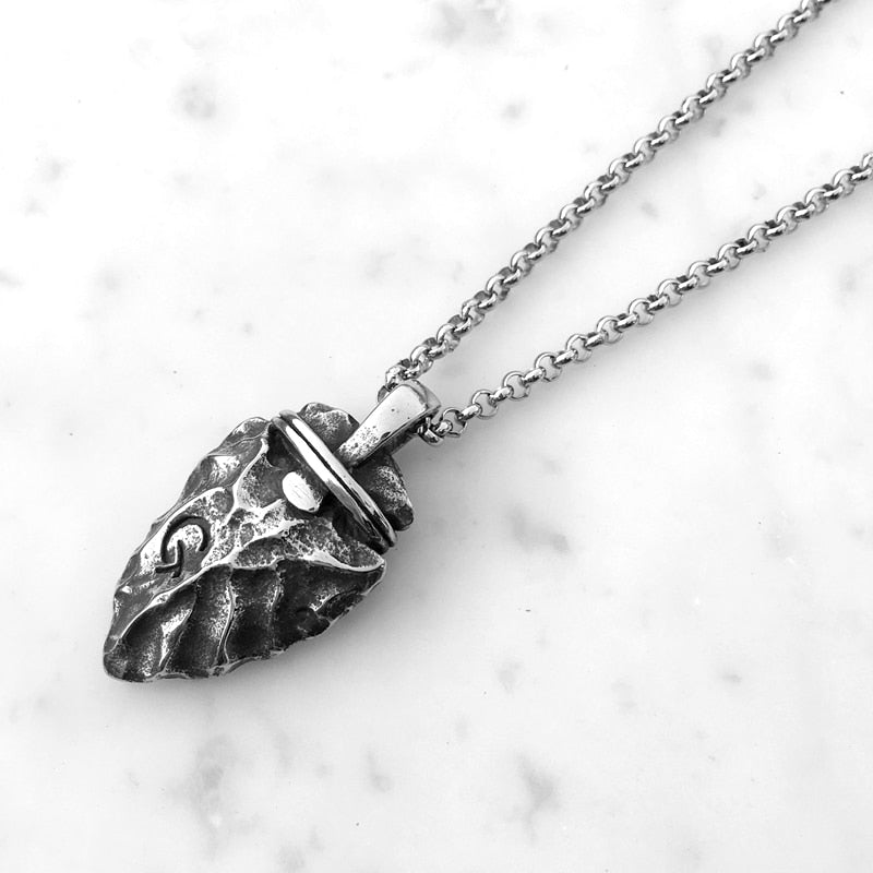 Necklace Men Stainless Steel Necklace for Mens Long Chain Layered Arrowhead Arrow Pendant Necklaces Jewelr