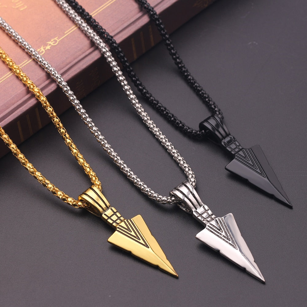 Men's  Design Matte Black Long Necklace with Arrow Pendant Jewelry Chain Hip Hop Punk Rock Christmas Halloween Gift For Men Wome