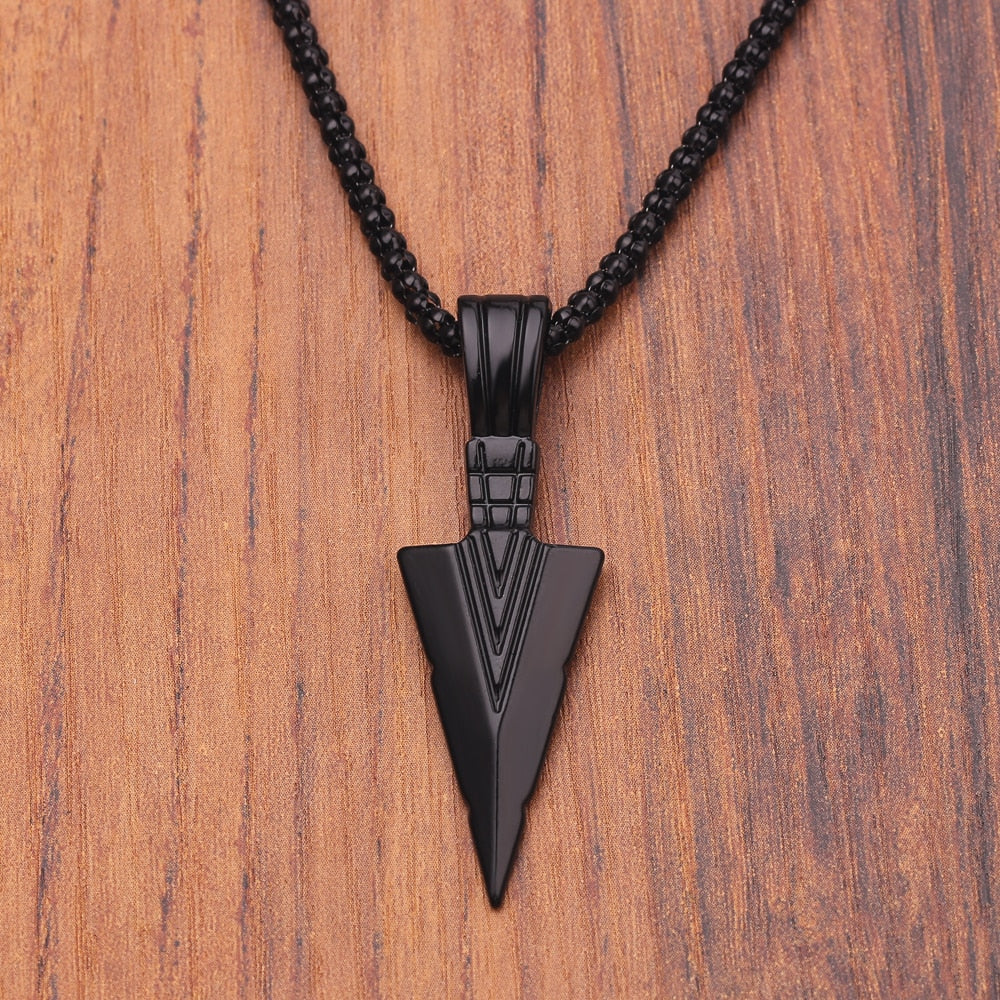 Men's  Design Matte Black Long Necklace with Arrow Pendant Jewelry Chain Hip Hop Punk Rock Christmas Halloween Gift For Men Wome