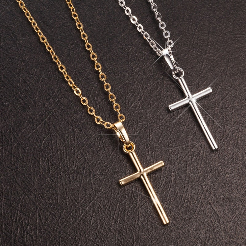 Fashion Female Cross Pendants dropshipping Gold Black Color Crystal Jesus Cross Pendant Necklace Jewelry For Men/Women Wholesale