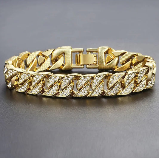 Miami Curb Cuban Chain Armband für Herren Gold